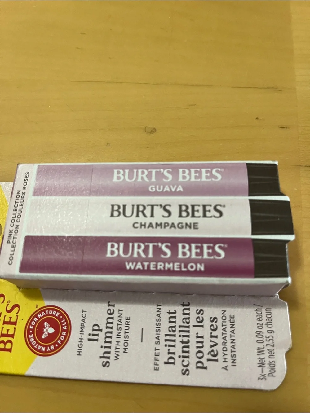 Burt's Bees Lip Shimmer Trio in Pink and Rose Tones
